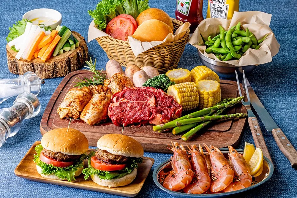 当店1番人気！【ソラミドBBQコース】自分で作るハンバーガーがオススメ！